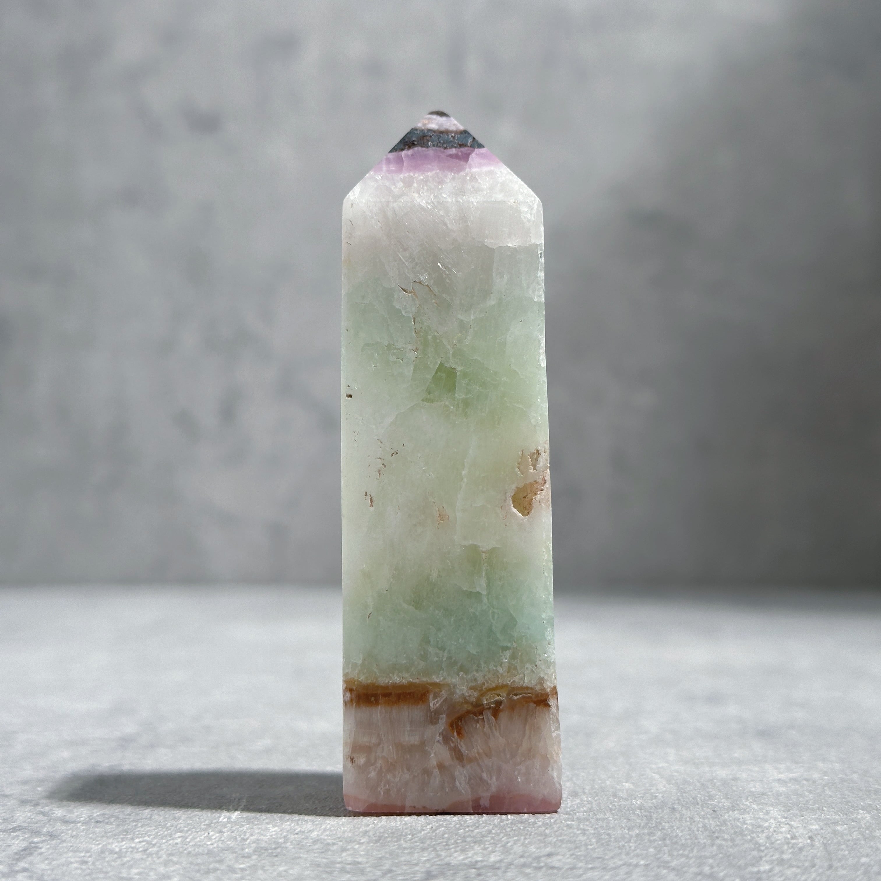 帽子みたい◎ピンクアラゴナイト×カリビアンブルーカルサイト タワー13◇ Pink Aragonite×Caribbian Blue Calcite ◇天然石・鉱物・パワーストーン