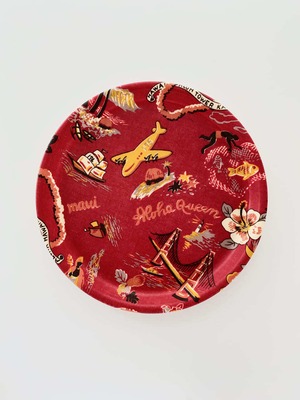 アメリカの布地のラウンドトレイ/ American Fabric Upholstered Round Tray