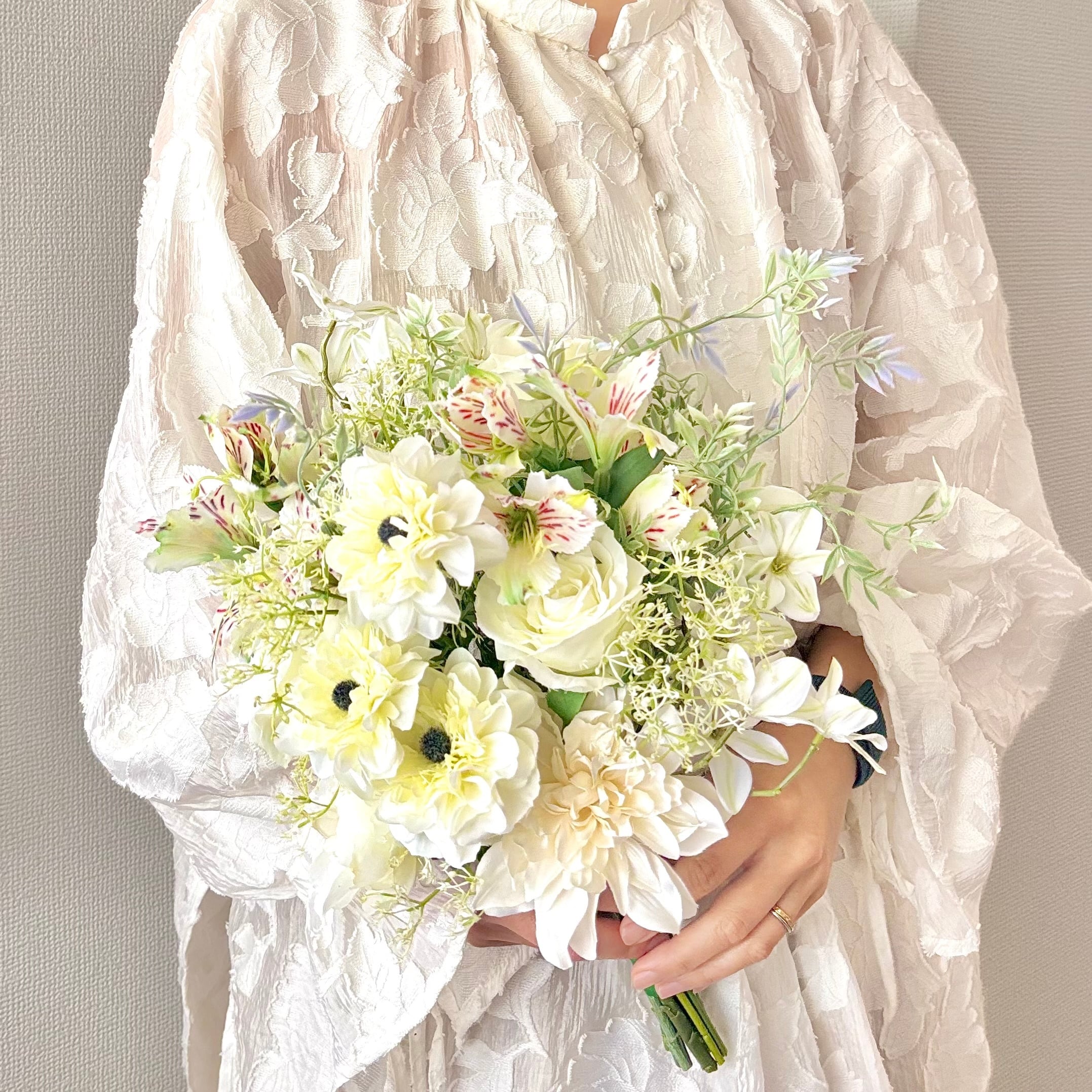 アネモネとアルストロメリアのナチュラル造花ブーケ♪ウェディング