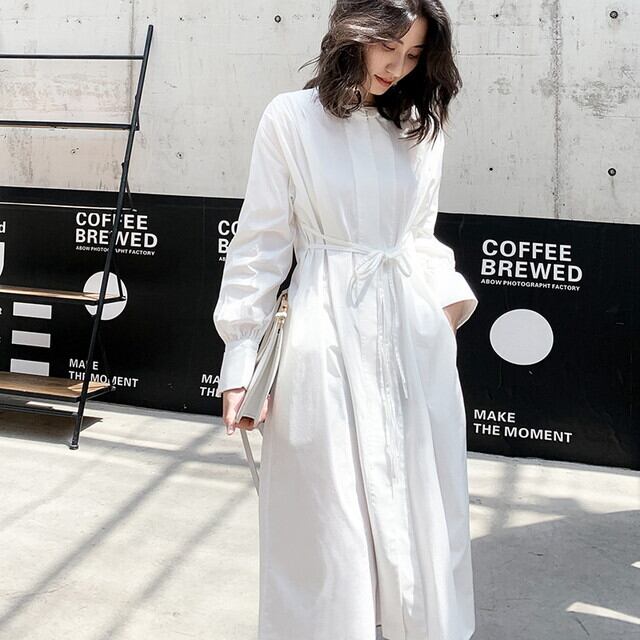 シャツワンピース 長袖 シャツワンピース 白 ワンピース 長袖 ワンピース Aラインシャツワンピース 白のワンピース ワンピース ホワイト 上品なワンピース きれいめ フェミニン P6313 Kirari きらり