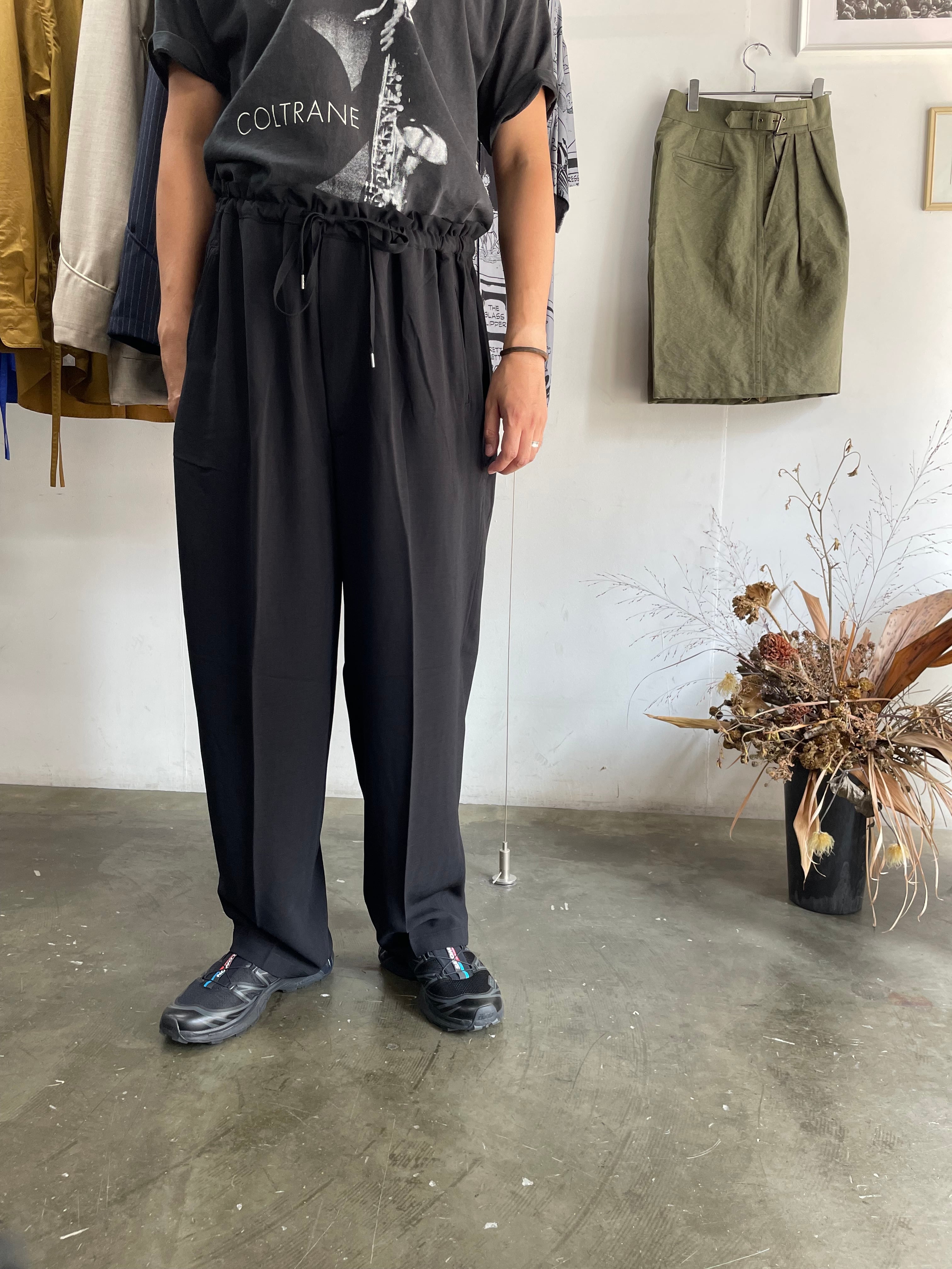 RAINMAKER】MELANGE TWILL DOUGI PANTS_BLACK | marfa store