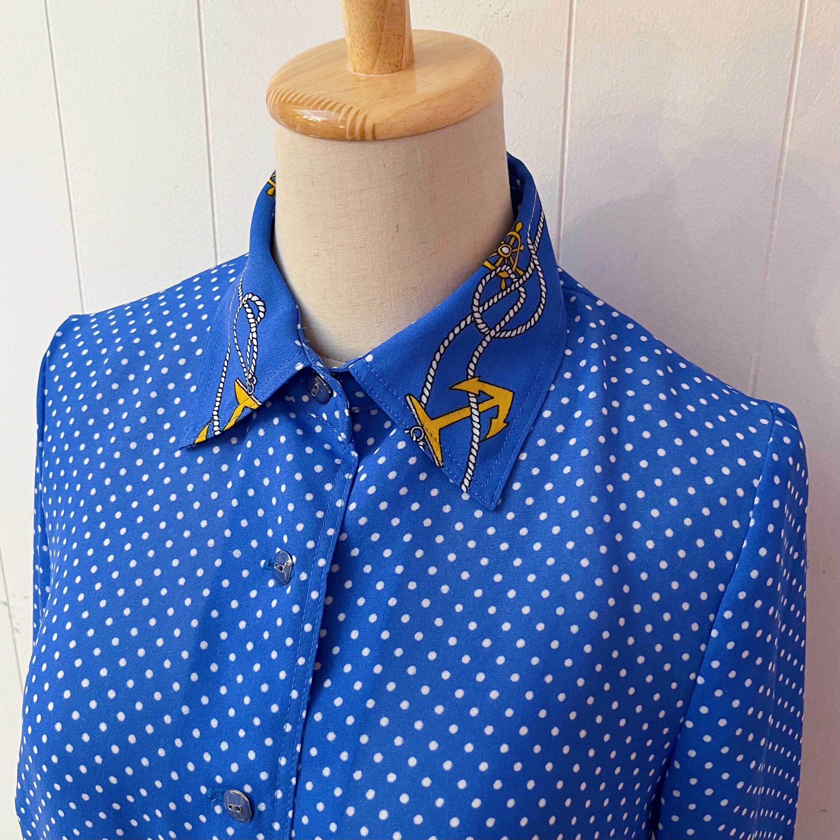 marine dot blue shirt