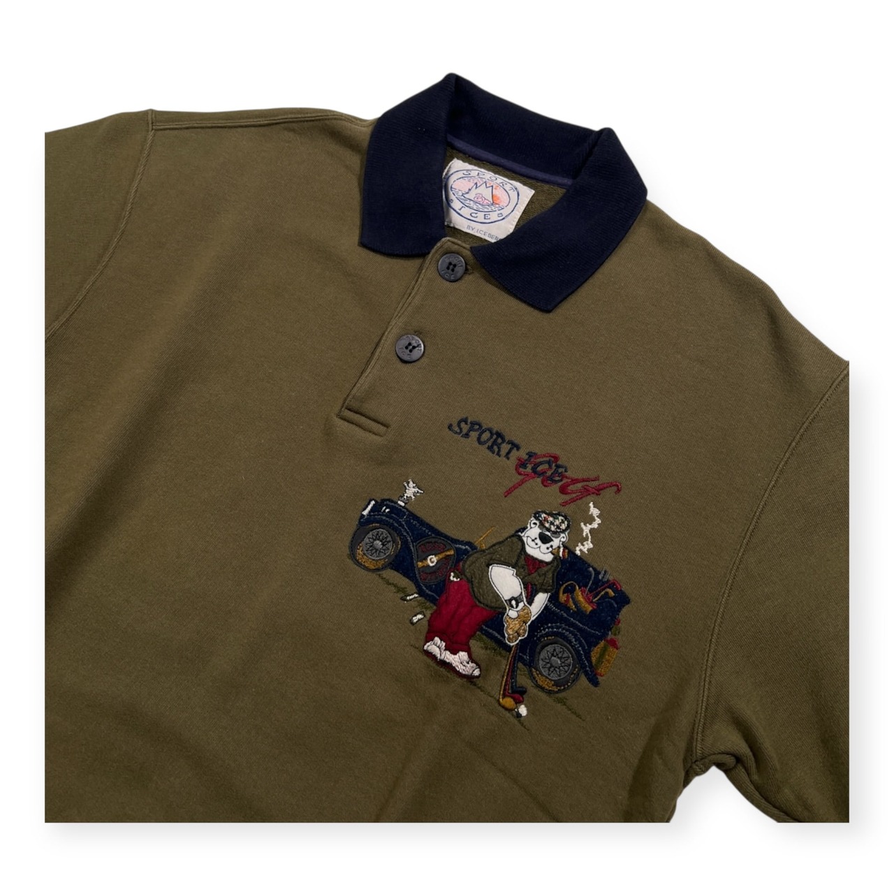 イタリア製 ICEBERG アイスバーグ 半袖 スウェット ポロシャツ サイズ S /カーキ系/ビンテージ