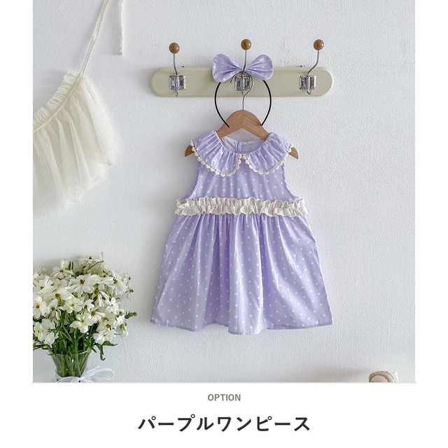 【姉妹服】クリスタルドットフリル襟ロンパース／ワンピース - 3