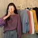 パーカー 2024新秋ルーズ学生ランタンスリーブ長袖Tシャツ女性無地ボトムシャツ