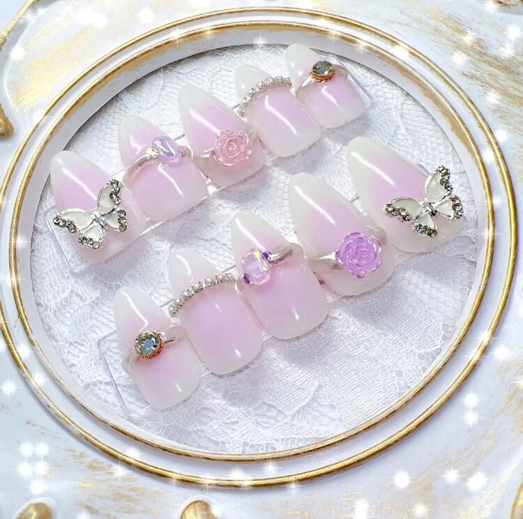 ネイルチップ オーダー バレリーナ チークネイル 韓国 春 蒔い ネイルチップ オーダー バレリーナ チークネイル 韓国 春 蒔い
