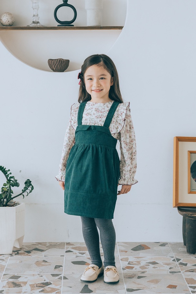 【1DAY限定SET♡】花柄フリルブラウス×グリーンスカート2点セット