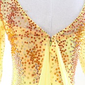 社交ダンス 衣装 クリスアン chrisanne ロビンフッド ROBINHOOD スタンダードドレス ワンピース ドレス イエロー系 オレンジ系 黄色 オレンジ フロート レース デモ 競技 ダンス パーティ 発表会 競技用ドレス デモ用衣装 キラキラ ビジュー