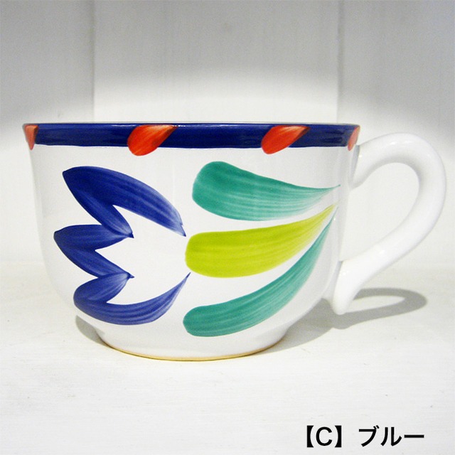 ヘレンド・マジョリカ チューリップ スープカップ ブルー