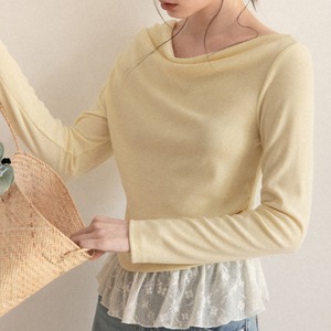 panel lace drape top　J00504