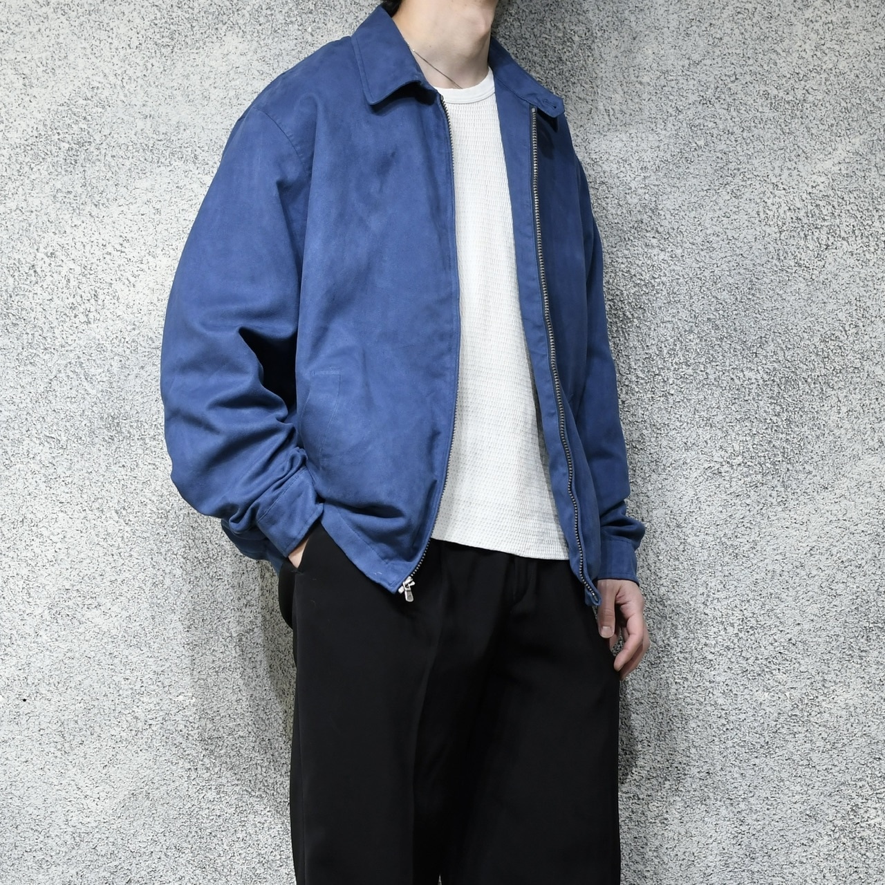 fake suede blouson blue