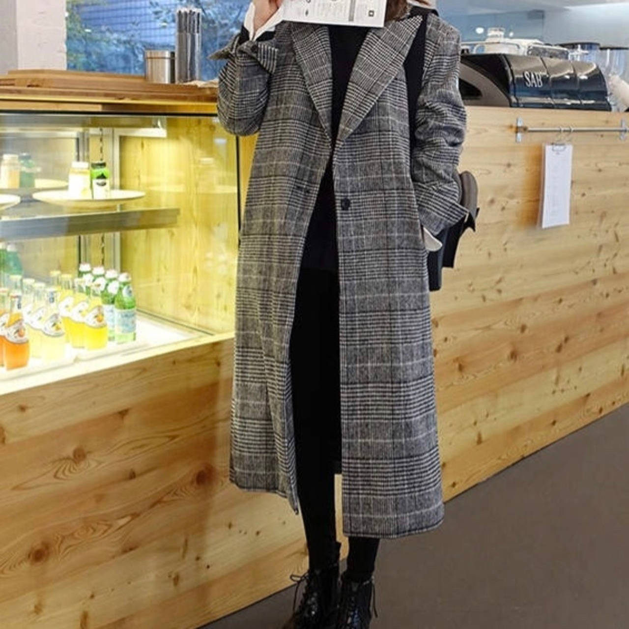 チェック ロングコート レディース グレンチェックコート 大きいサイズ 