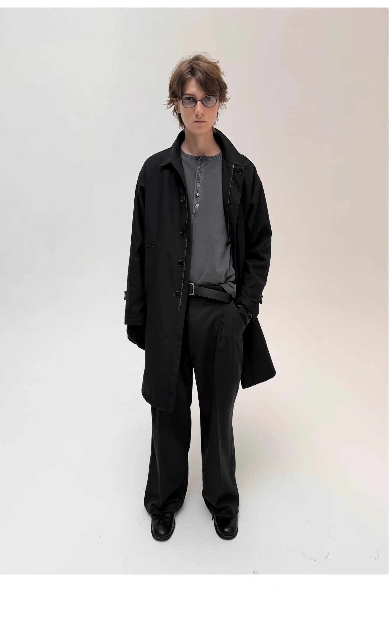 DECESOLO 26AW ルーズシルエットベルベット防風コート