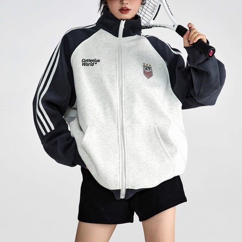 2色／サイドラインジップアップトップス ・20082