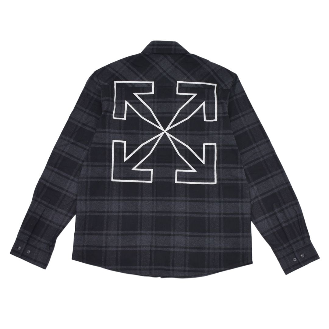 OFF-WHITE】OUTLINE ARR FLANNEL SHIRT(GREY/WHITE) | AYIN