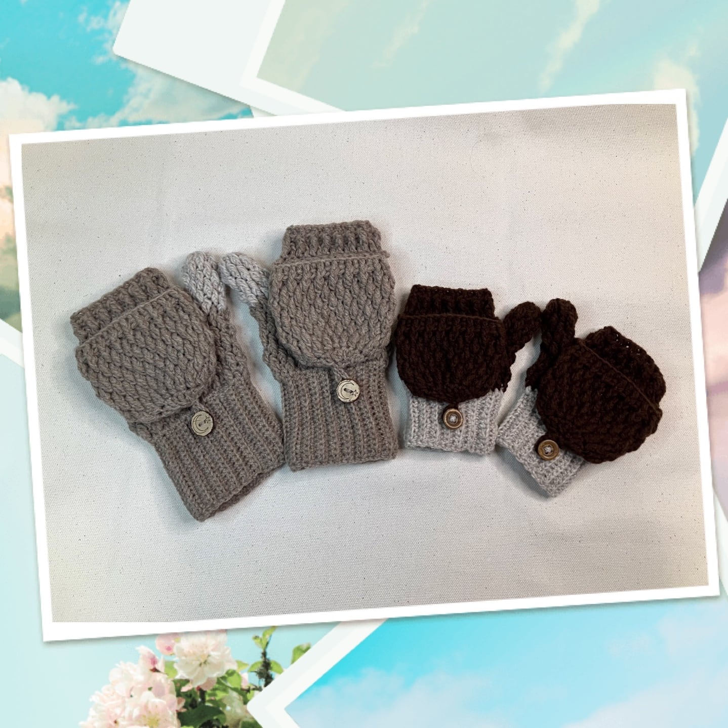 【編み図のみ】指カバー付きミトン(印刷版)