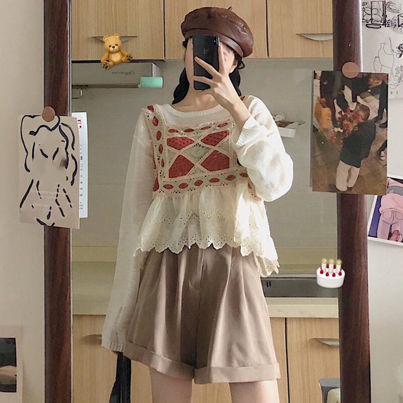 スプリングスタイルトップス パンツ セット 春物 試着室40666802045