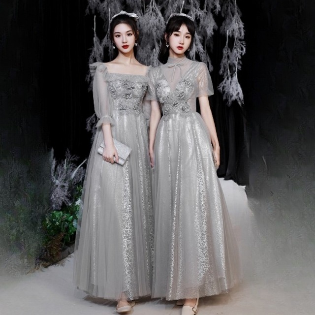 ワンピース レディース ドレス 送料無料 2色 ロング ミディアム マキシ丈 フレア シフォン レースアップ 半袖 七分袖 フレア スクエア オフショルダー 刺繍 花柄 スパンコース 透け感 ラウンドネック 二の腕カバー ゆったり 楽ちん スリット サイドスリット ラフ 体型カバー 着痩せ 無地 婦人服 10代 20代 30代 40代 50代 ボックスシルエット Iライン 大人 重ね着シンプル お洒落 おしゃれ グレー シャンパン XS S M L XL 2XL 3XL 4XL 5XL 6XL