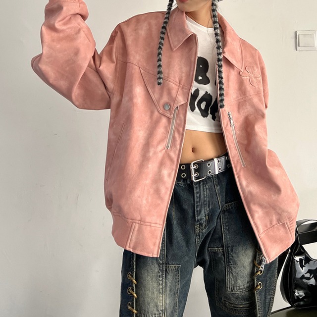 Vintage-Inspired Faux Leather Jacket［A0068］