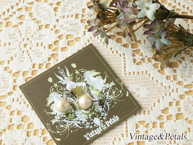 ［ネコポスOK］ Vintage&Petals （ ヴィンテージ アンド ペタルス ） コットンパール8mm ピアス