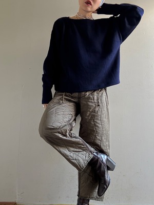 Deadstock Italian Navy Boatneck Knit Top "Rework"