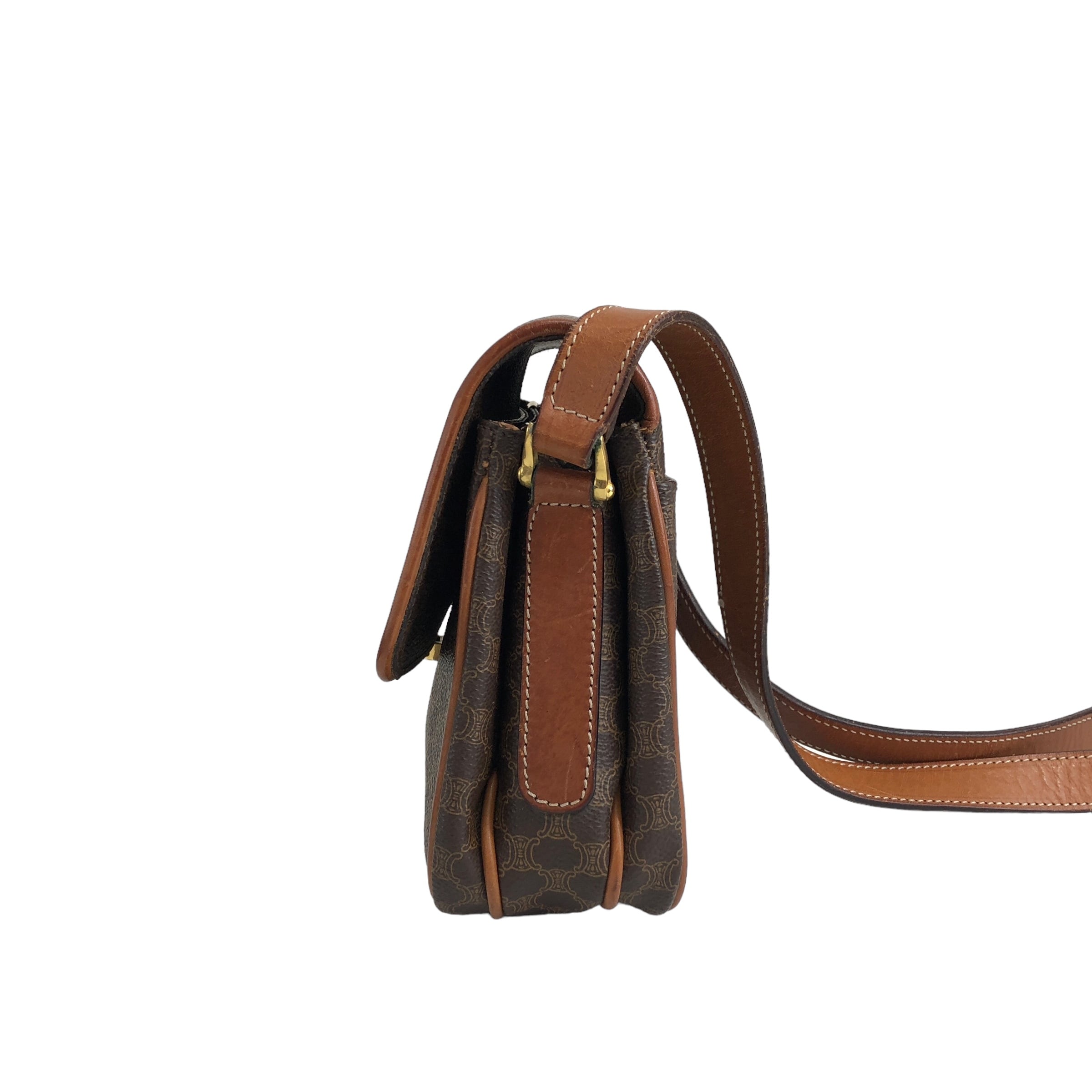 セリーヌ マカダム トリオンフ ショルダーバッグ ヴィンテージ CELINE セリーヌ マカダム トリオンフ レザー ショルダーバッグ