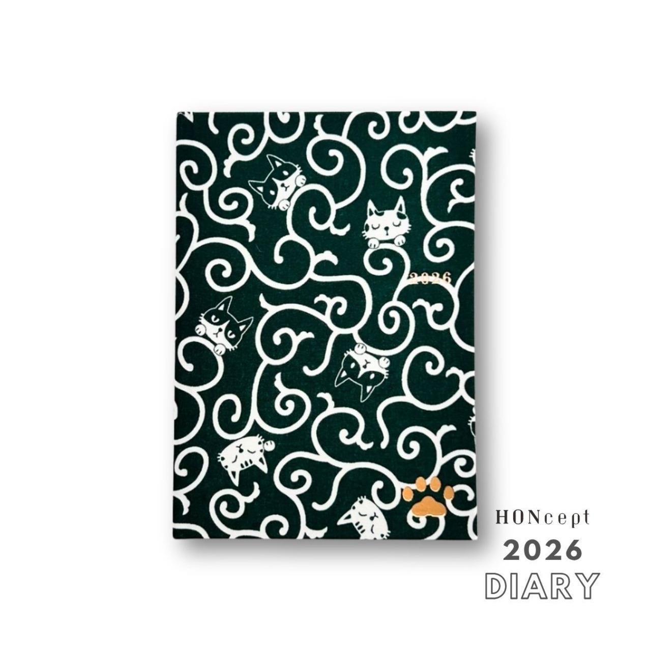 【2026ダイアリー】Diary CATS（ねこシリーズ）唐草猫丸 緑色