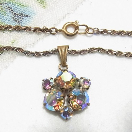 オーロララインストーンのペンダントネックレス ヴィンテージネックレスのセール通販 10080N