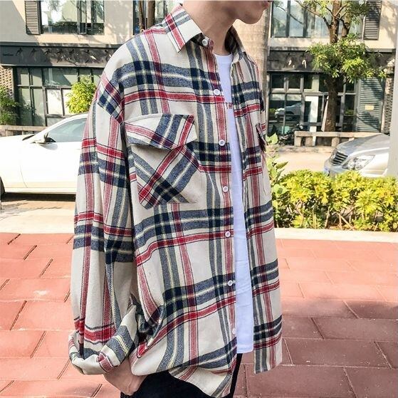 タータンチェック カジュアル シャツ 大人 メンズ 長袖 ゆったり