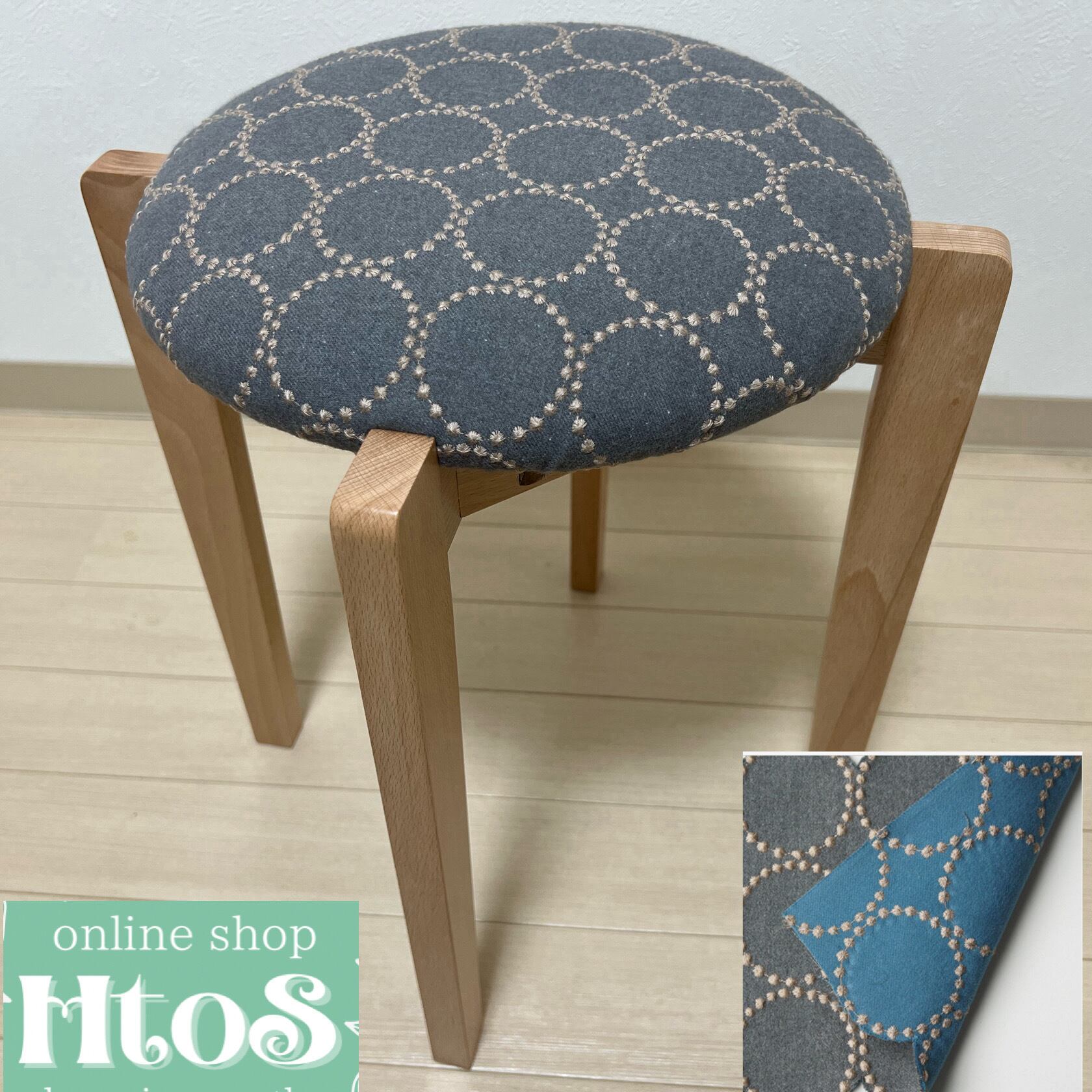 キッチンスツールBR 架かる H530＋ミナ ペルホネン タンバリン グリーン 