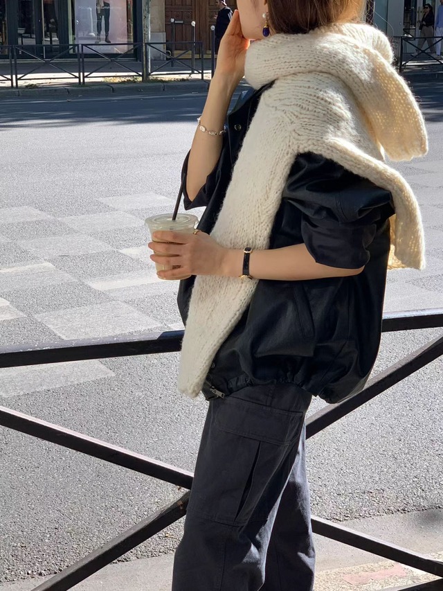 (OUNCE) park  leather  jacket