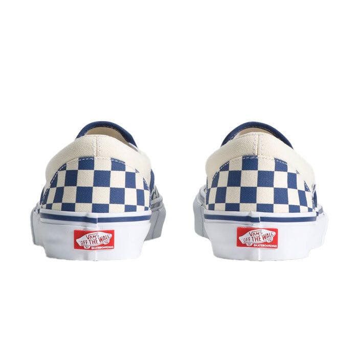 VANS skate slip-on BLUE CHECKERBOARD BLACK/GUM/WHITE バンズ