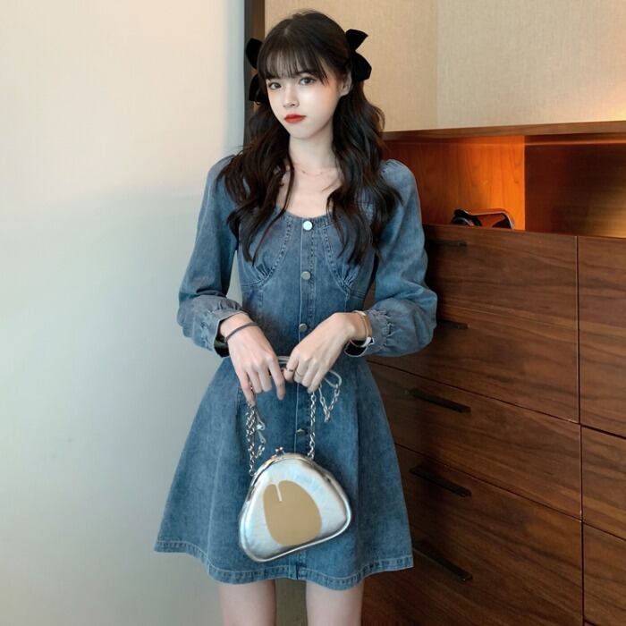 オータムウィンタースタンダードウェストドレス スリムハイウェストAラインスカート ロング レトロ 秋物 冬物 ドラファッションホール62095325596