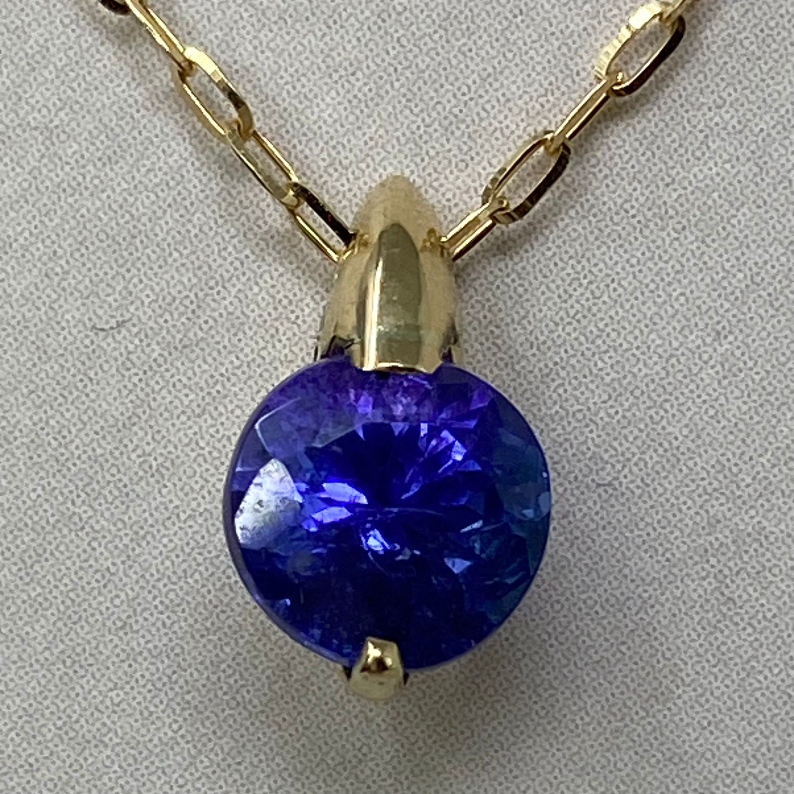 k18YG AU750 18金 天然タンザナイト 1.12ct ペンダントネックレス 