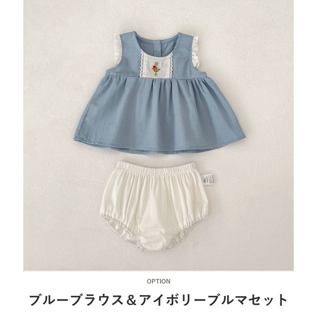 【姉妹服】フラワーノースリーブブラウスブルマセット/ワンピース - 2