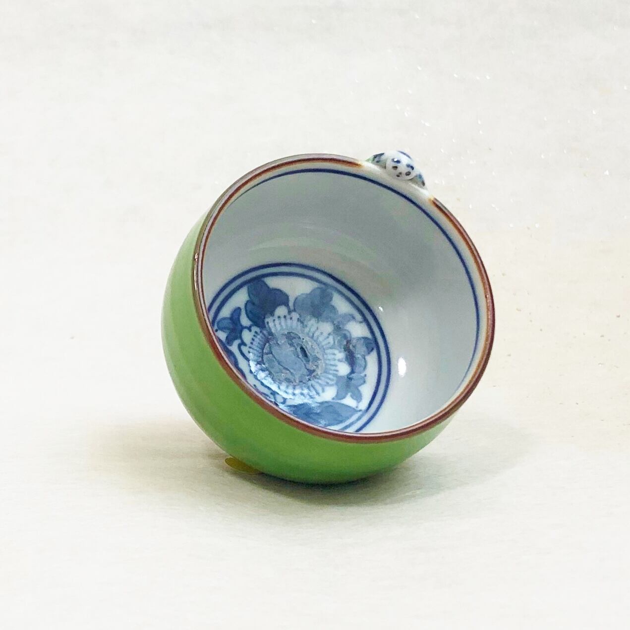 京焼・清水焼 六角香炉 青交趾宝尽し(あおこうちたからづくし