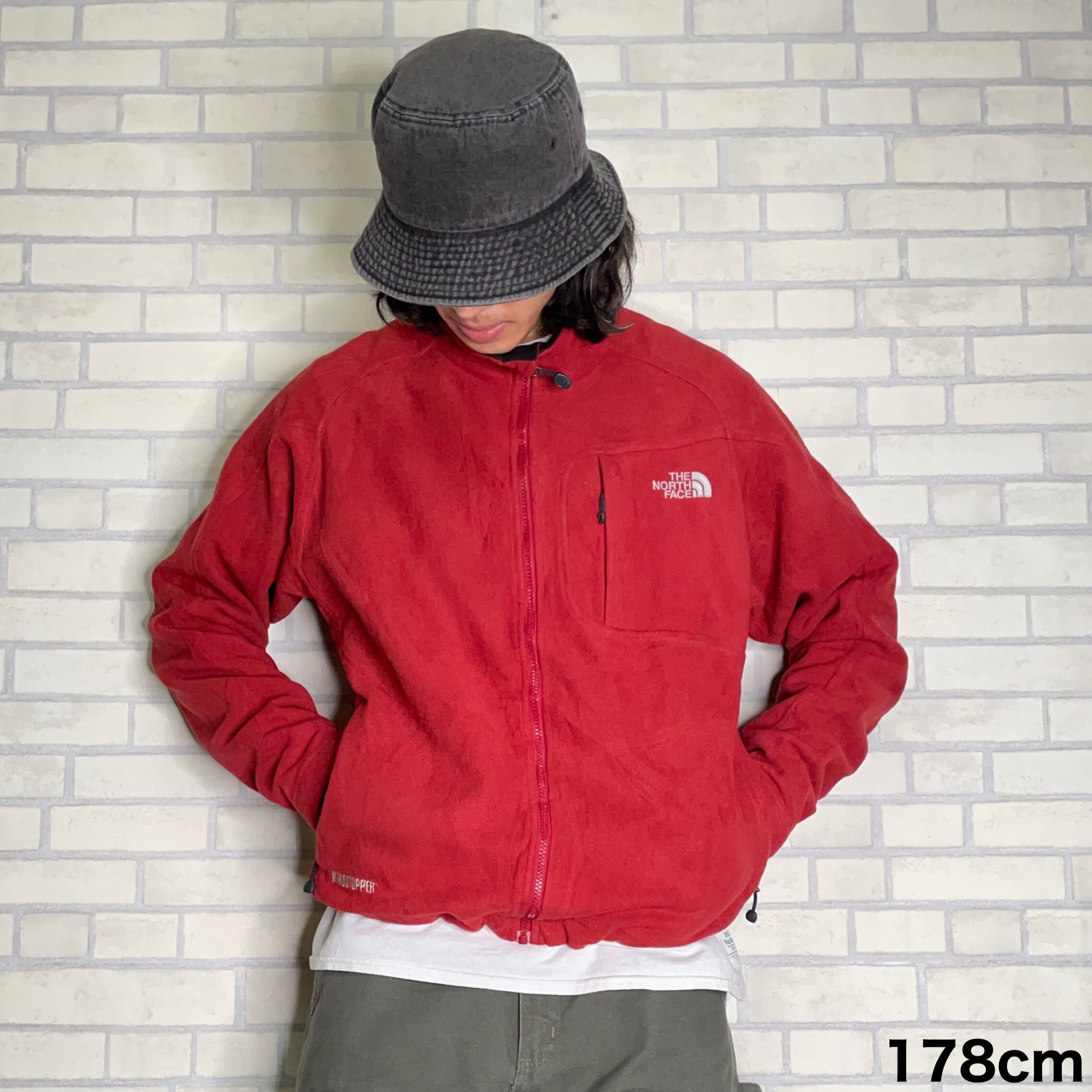 THE NORTH FACE 【WINDSTOPPER】フリースジャケット M レッド ラグラン 