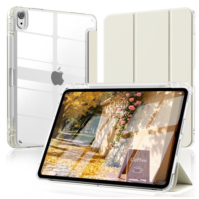 SQQSOOZ ケース 対応 iPad Air 11インチ M4/M3/M2 iPad Air 第5世代/4世代 10.9インチ ホワイト