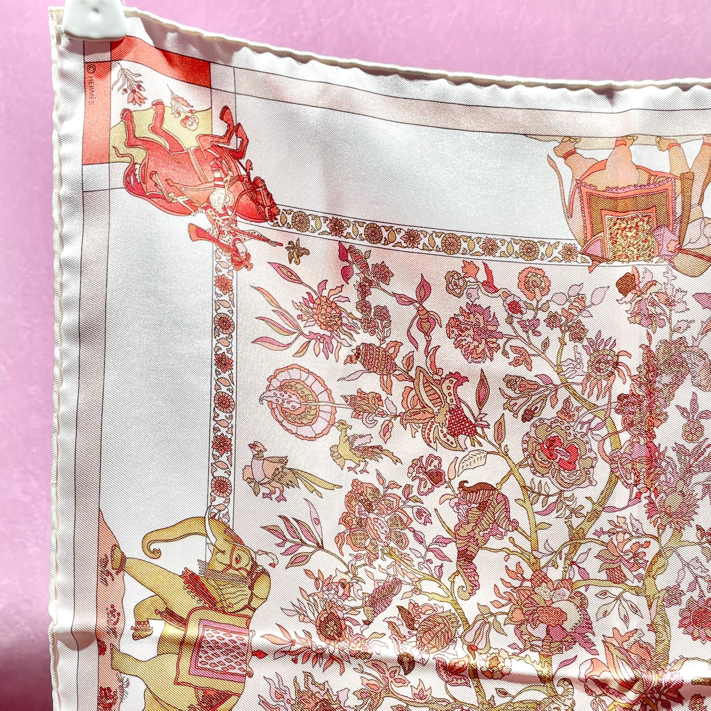 HERMES ミニスカーフ プチカレ FANTAISIES INDIENNES ベビーピンク