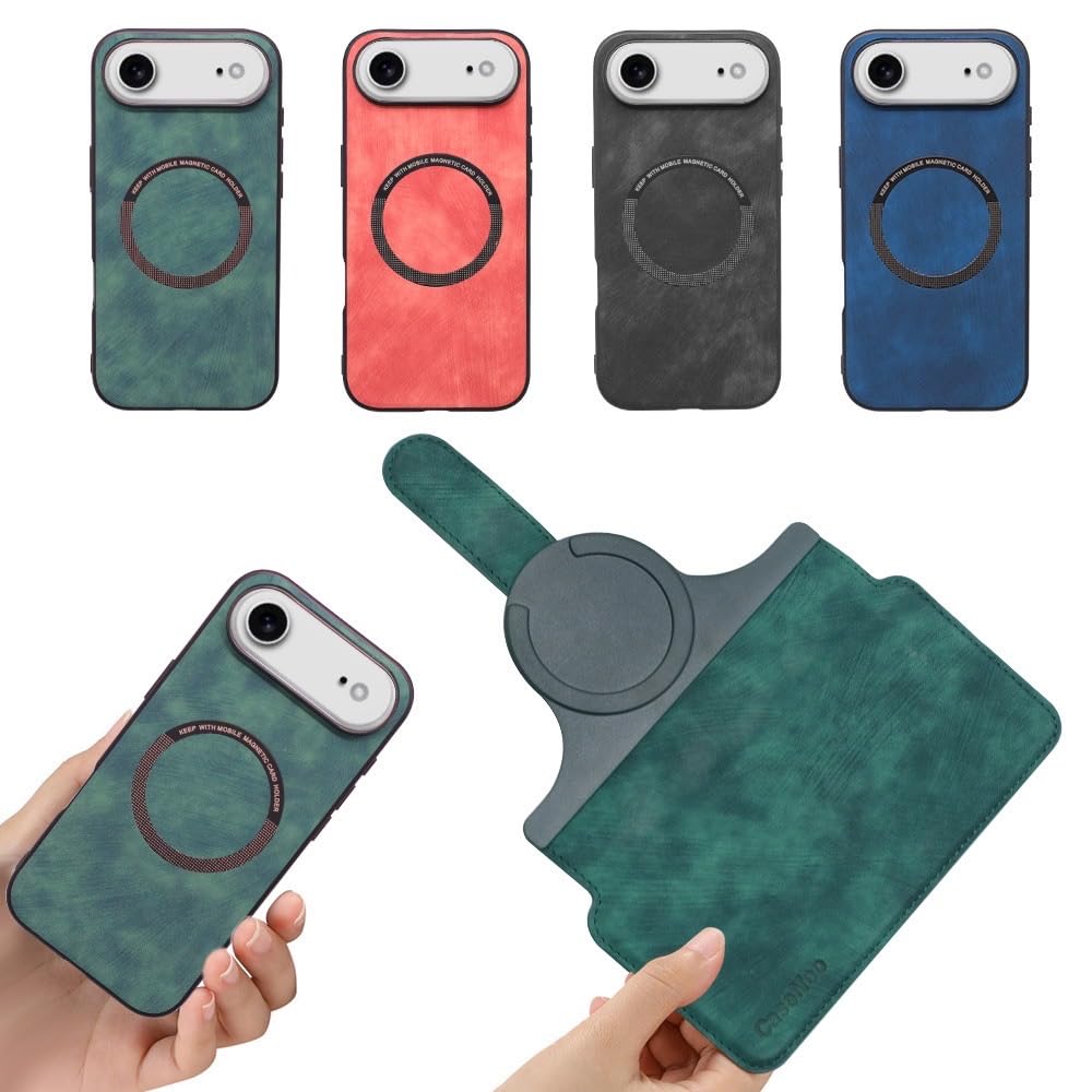 CaseNeo iPhone レザーウォレットケース 手帳型 カード収納 マグネット式 スタンド機能 ケースとカバー 脱着可能 MagSafe充電対応 携帯カバー PUレザー カード収納ケース 特別 レア物 (ピンク, iPhone17Air)