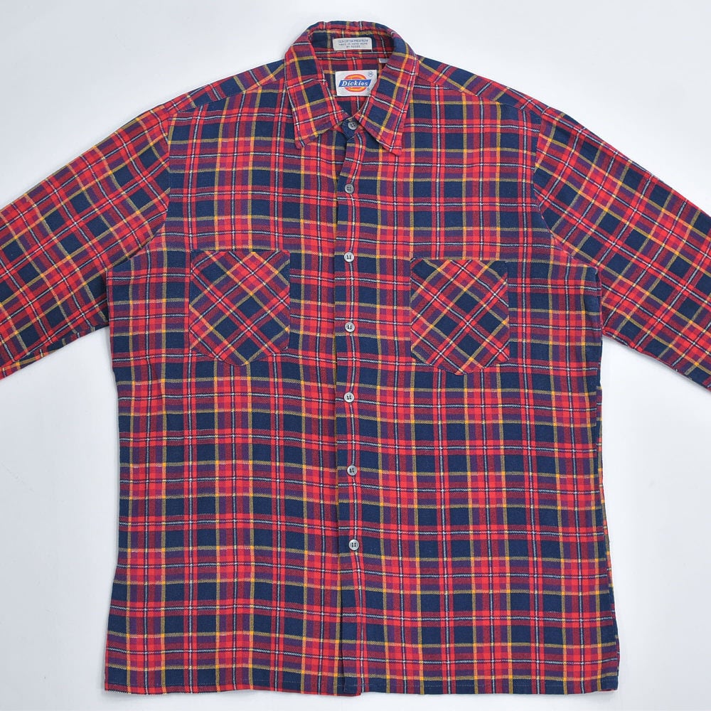 80～90s Dickies ディッキーズ チェック柄 プリントネルシャツ