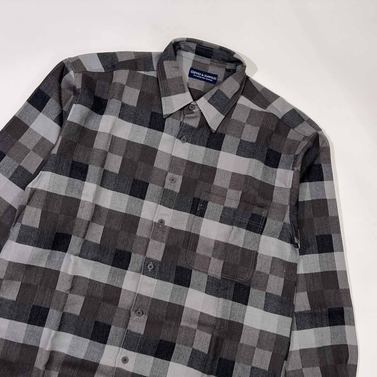 GIEVES & HAWKES ギーヴスアンドホークス チェック 長袖シャツ L/グレー メンズ