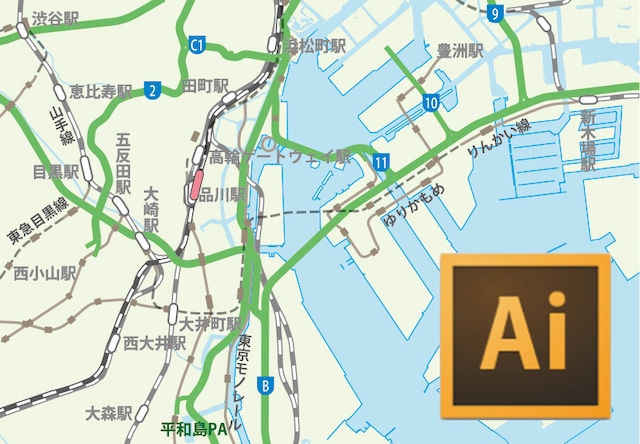 都道府県地図（鉄道と高速）-テストデータ