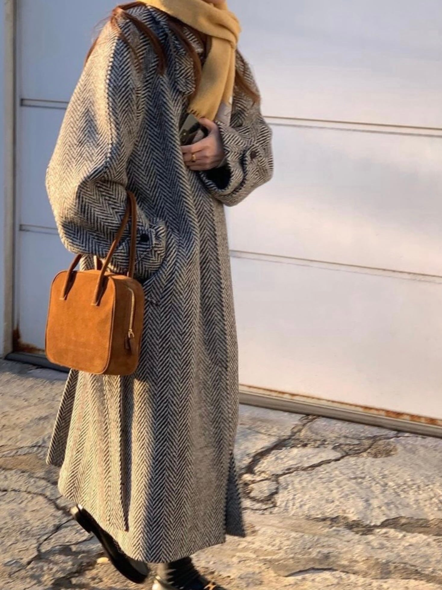 ヘリンボーンロングコート.1391
