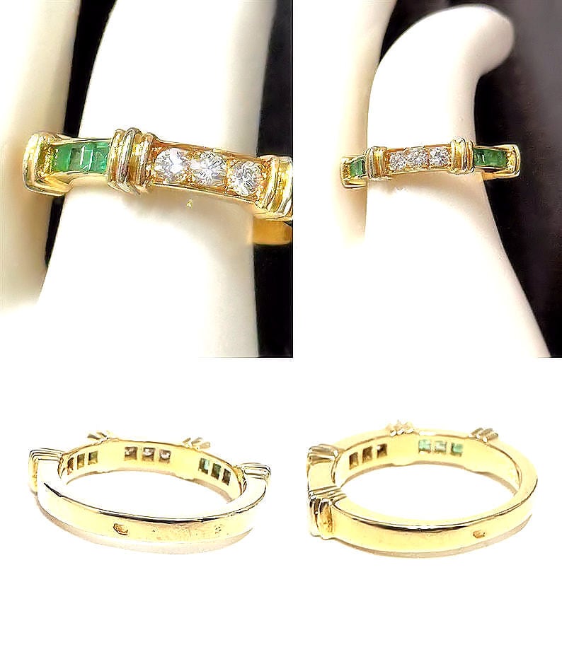 レア　美品　カルティエ　コンテッサ エメラルド　ダイヤ リング　K18　指輪 レア 美品 カルティエ コンテッサ エメラルド ダイヤ リング K18