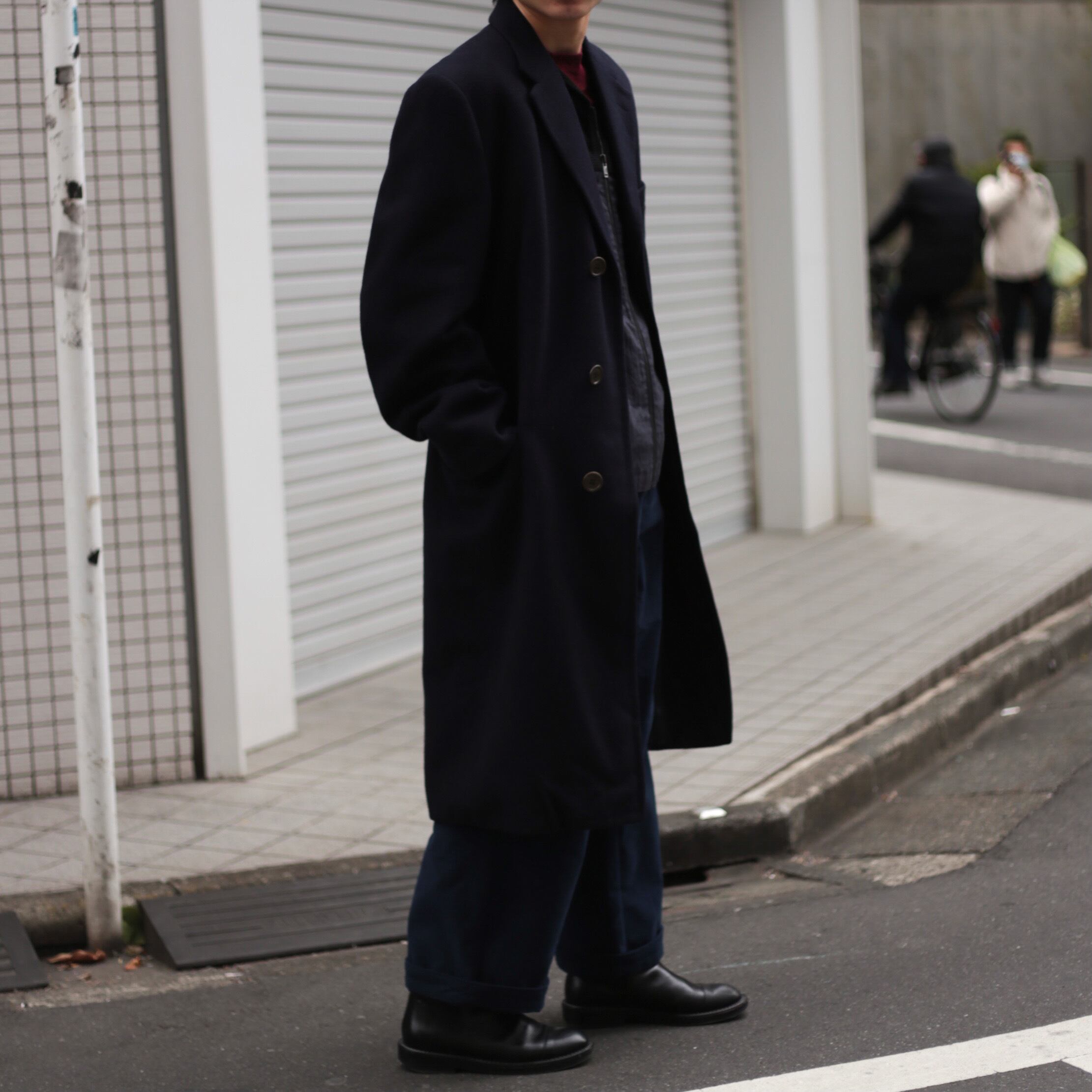 ジャケット・アウター vintage fly front long chester coat vintage fly front long chester coat