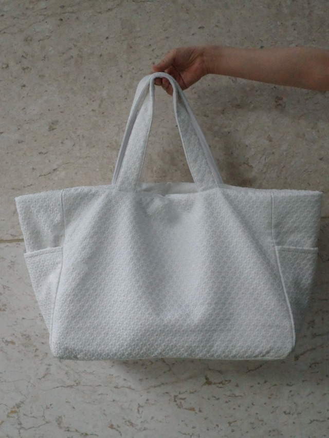 flower jacquard bag  " weekend " / white