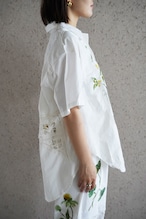 lace open collar shirt leaf
