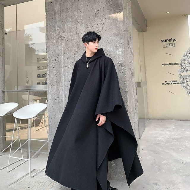 予約販売】コート ポンチョ アウター マント ロング丈 シンプル フード 