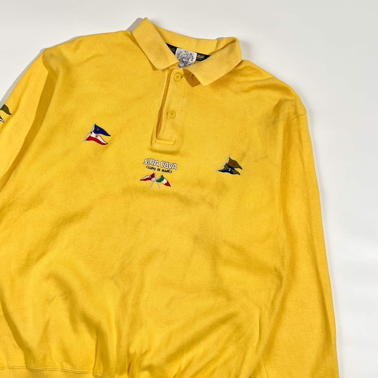 SINA COVA シナコバ  国旗デザイン 長袖 ポロシャツ M/イエロー メンズ トレーナー風生地